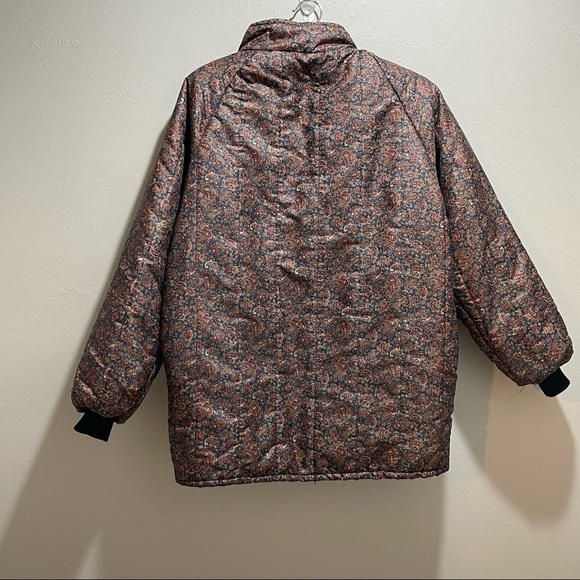 Vintage LAVENIR Full Zip Blue Paisley Puffy Insulated Nylon Jacket - Picture 2 of 8